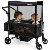 TouHeart 2 Seater Wagon Stroller with Canopy, Folding Stroller Wagon for Kids, 220 lbs Capacity,Black