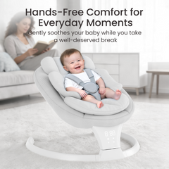 TouHeart Electric Baby Swing for Infant,5-Speed Sway & Vibration, Remote Control,10 Lullabies,Gray
