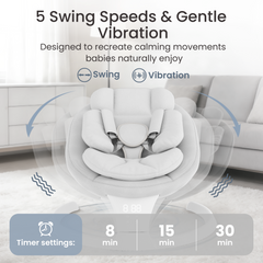TouHeart Electric Baby Swing for Infant,5-Speed Sway & Vibration, Remote Control,10 Lullabies,Gray