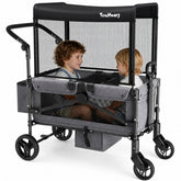 TouHeart 2 Seater Wagon Stroller with Canopy, Folding Stroller Wagon for Kids, 220 lbs Capacity,Gray