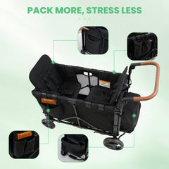 TouHeart Wagon Stroller for 2 Toddlers, Collapsible Stroller Wagon with Canopy, Removable Seat