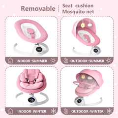 TouHeart Electric Baby Swing, Infant Rocker with Bluetooth & Remote,5 Speeds,10 Lullabies,3 Timing, Pink