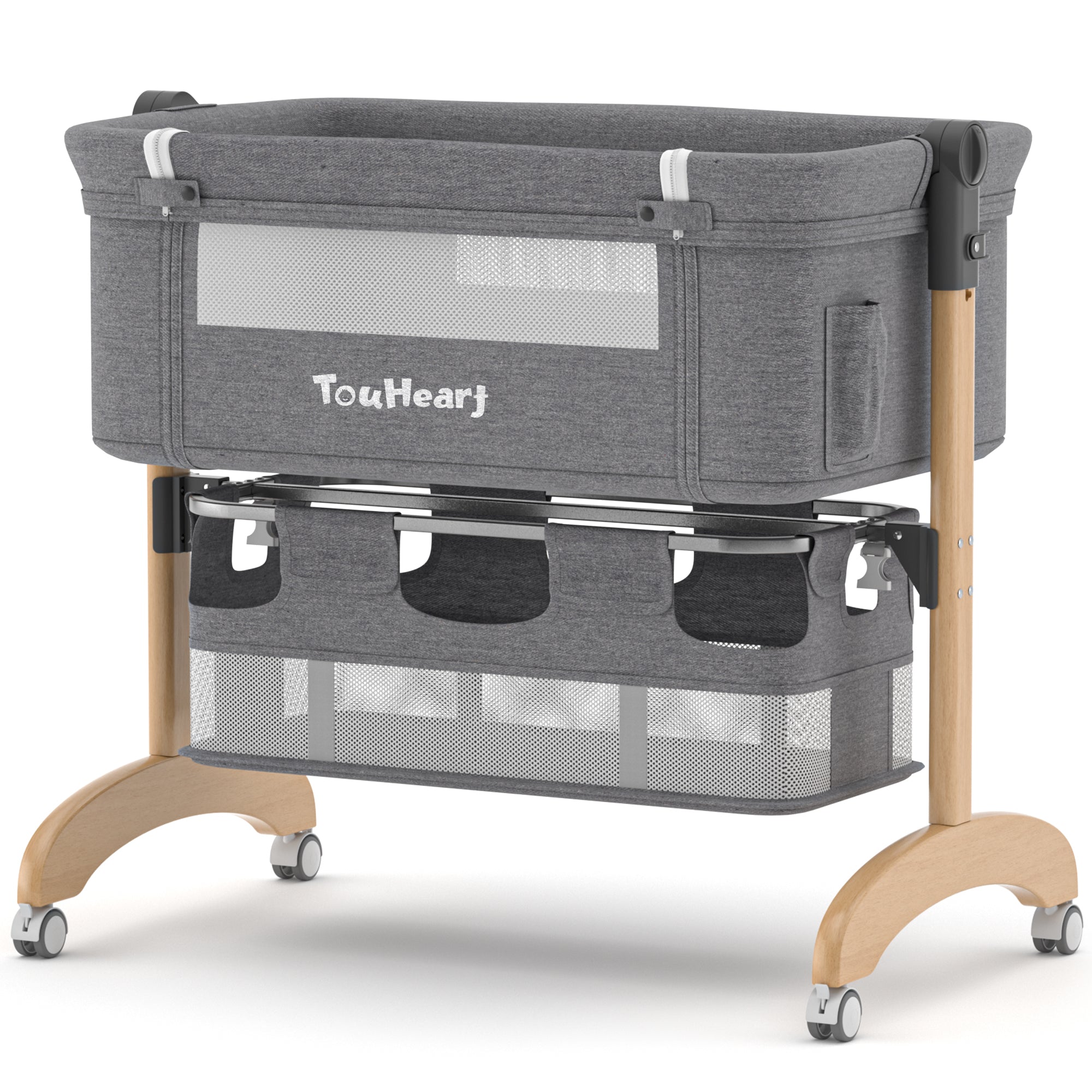 TouHeart 3 in 1 Baby Bedside Bassinet for Babies 0-6 Months, Easying Folding