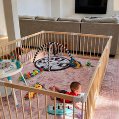 TouHeart Wooden Playpen for Baby & Toddlers, Foldable Large Baby Gate Play Yards, 10 Panels, 102.9"x68.6"x24"