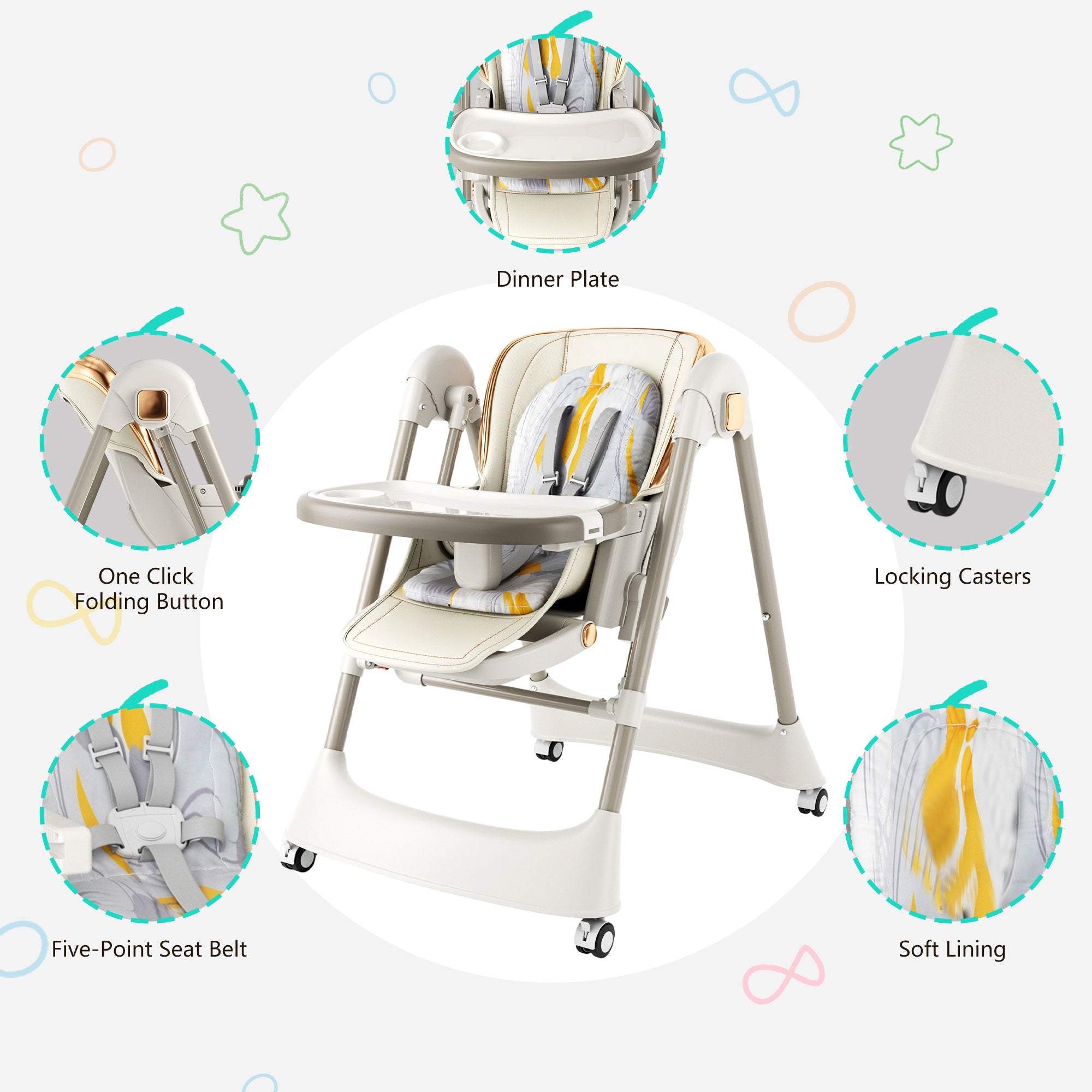 TouHeart Convertible Baby High Chairs and Swings Combo