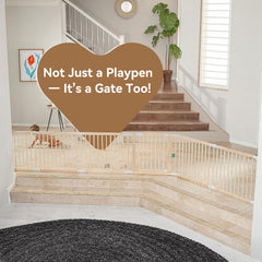 TouHeart Foldable Wooden Playpen, Baby Play Yard for Baby to Toddler, Adjustable Shape&Size, 8 Panel