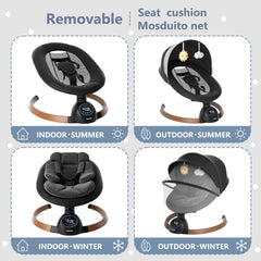 TouHeart Electric Baby Swing for Infants, Bluetooth Remote Control, 5 Sway Speed, 10 Lullabies, Black