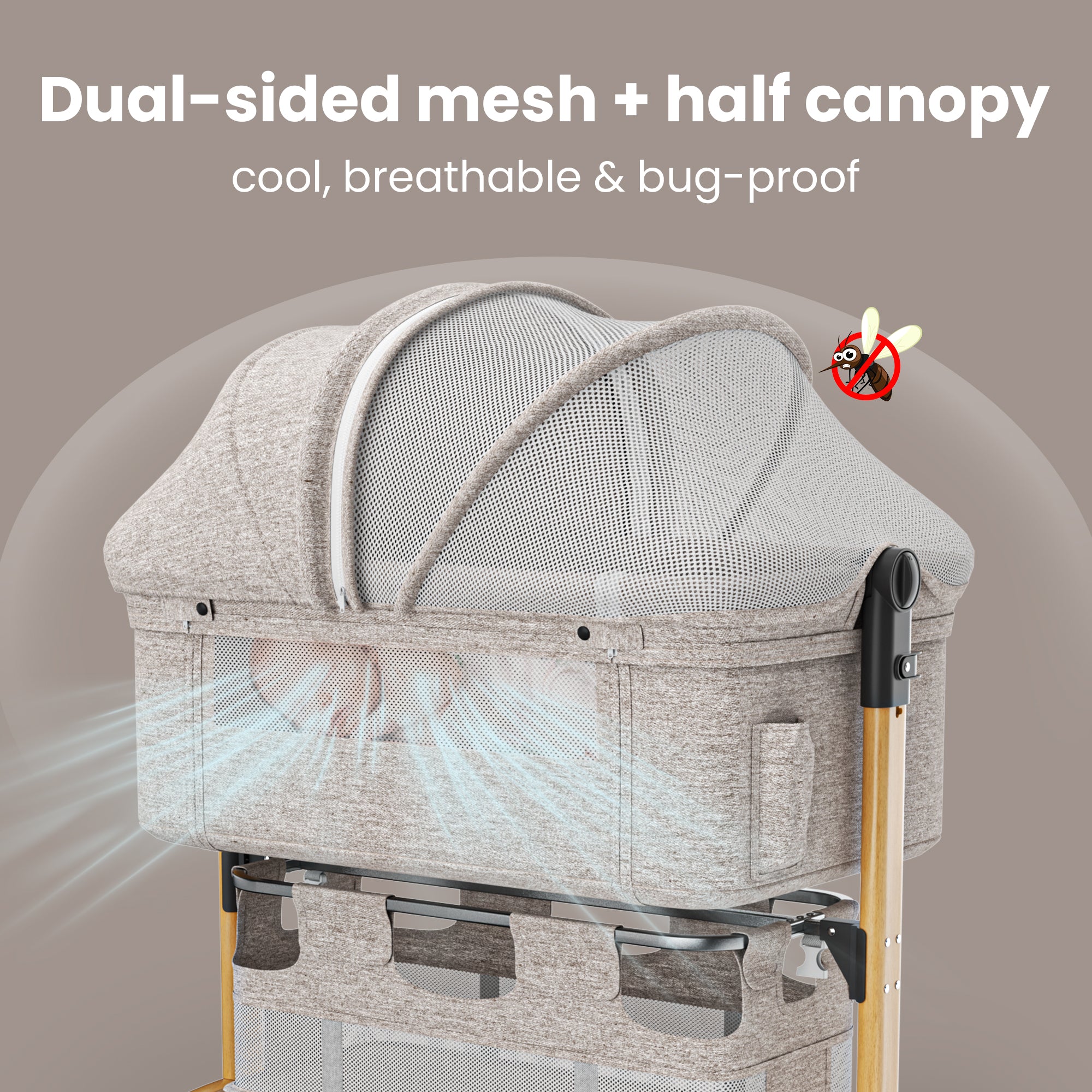 TouHeart 3 in 1 Baby Bedside Bassinet for Babies 0-6 Months, Easying Folding